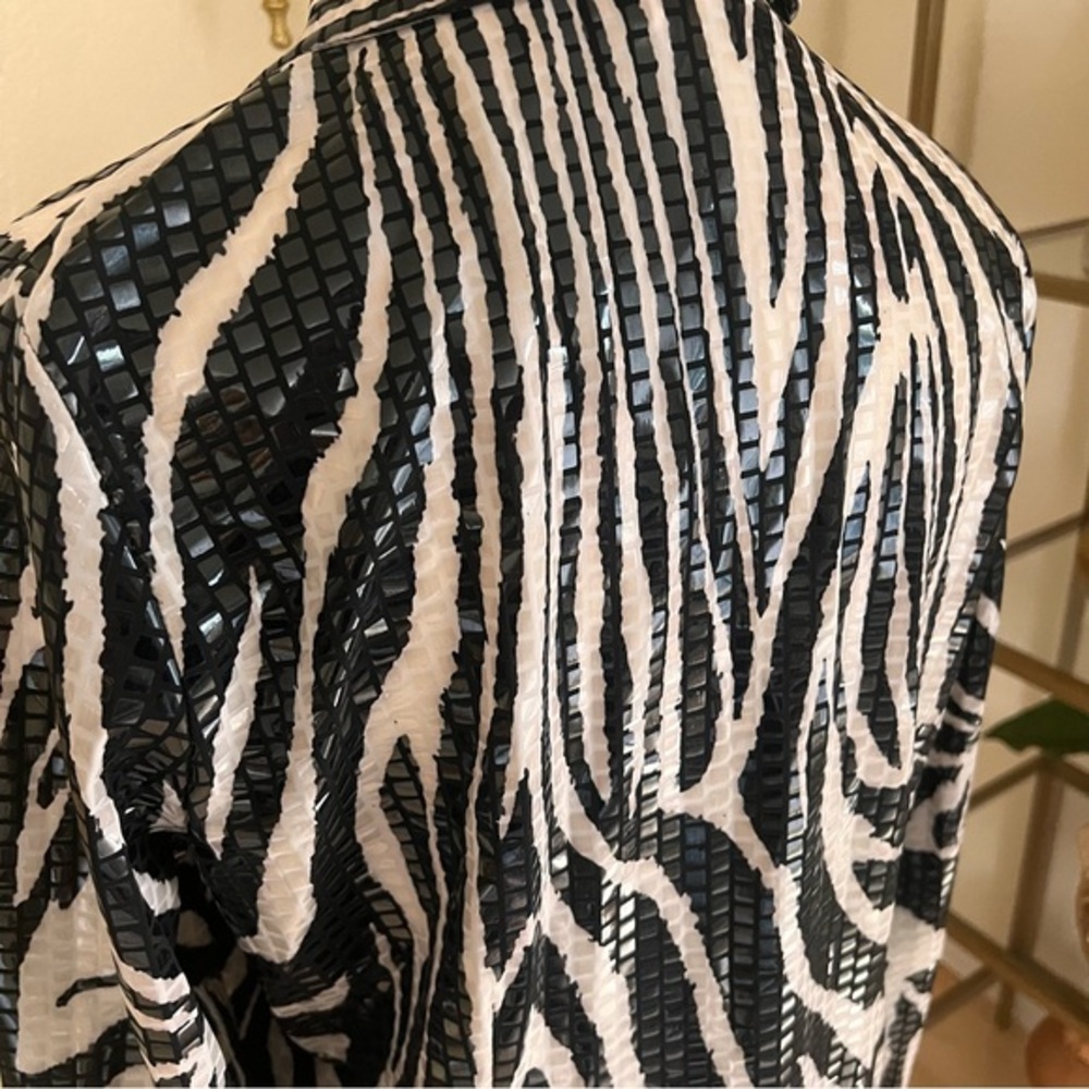 MISOOK Paillette Full Zip Jacket Shiny Zebra Animal Print Size Small - Picture 5 of 8
